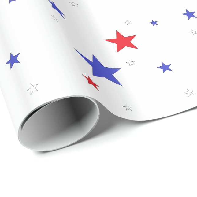 Papier Cadeau Papier d'enveloppement patriotique avec étoiles Ro (Coin rond)