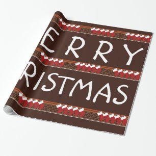 Papier Cadeau Papier d'enveloppement père Noël Christmas Stockin
