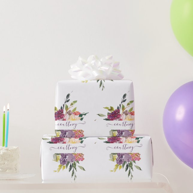 Papier Cadeau Papier d'enveloppement personnalisé à fleurs viole (Cadeaux de fête)