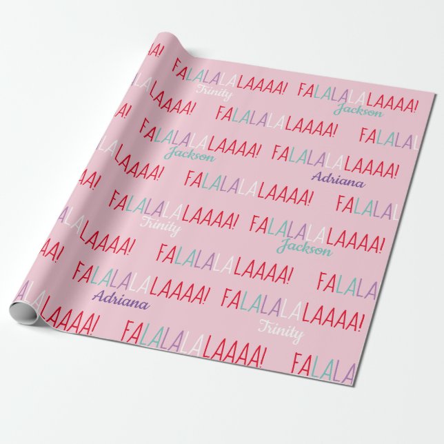 Papier Cadeau Papier d'enveloppement personnalisé à trois noms (Déroulé)