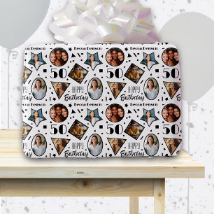 Papier Cadeau Papier d'enveloppement photo 50e anniversaire