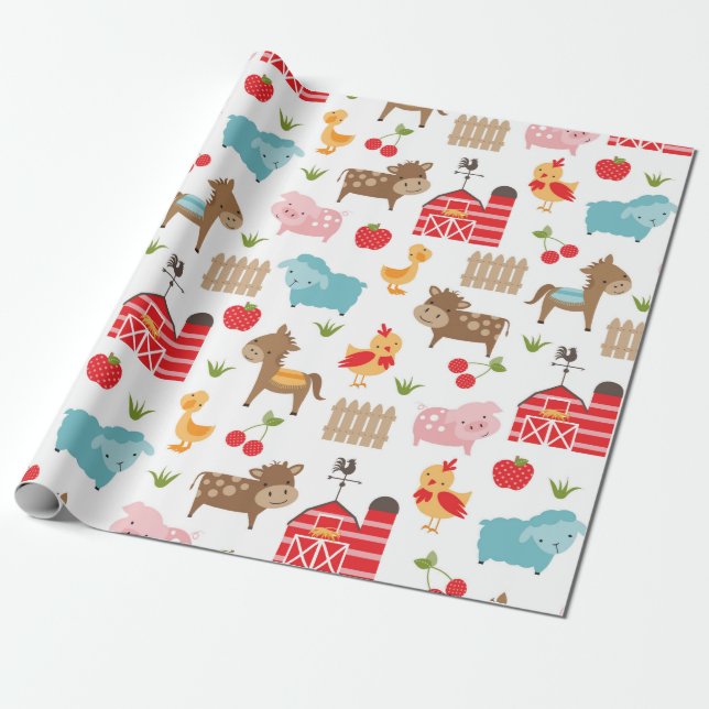 Papier Cadeau Papier d'enveloppement pour animaux de ferme migno (Déroulé)