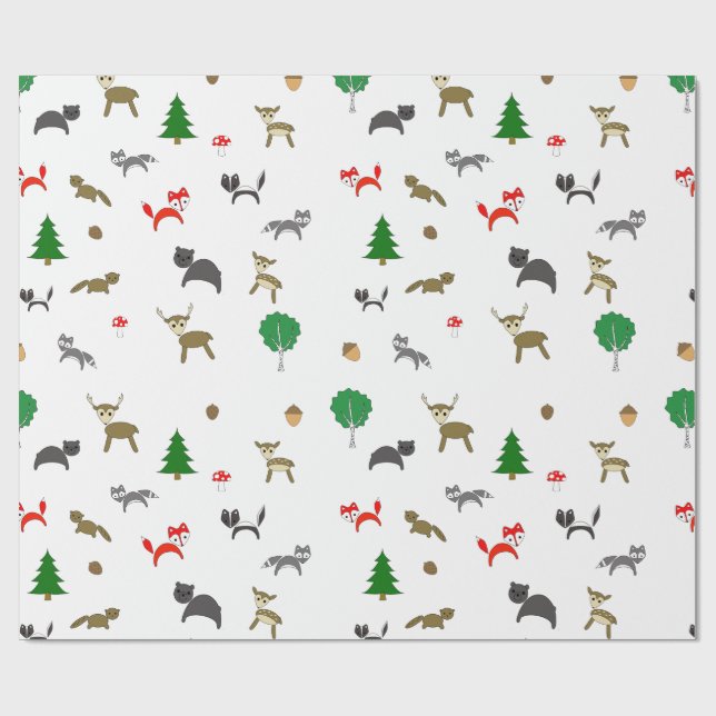 Papier Cadeau Papier d'enveloppement pour animaux de la forêt de (Plat)