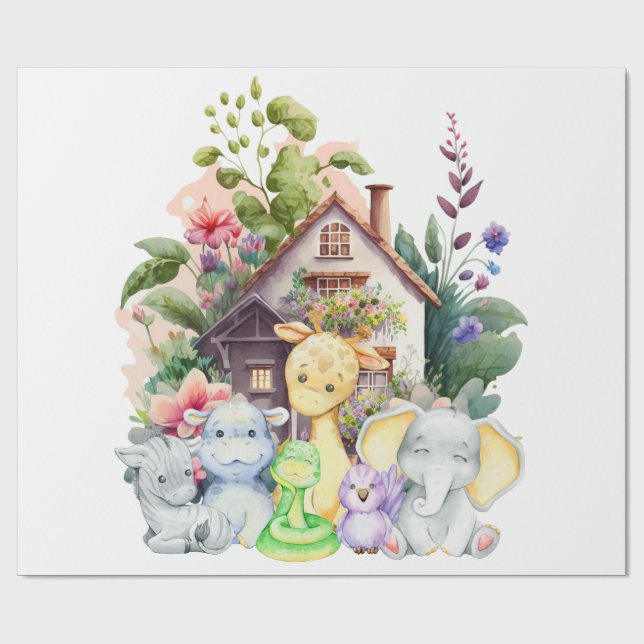 Papier Cadeau Papier d'enveloppement pour animaux mignons (Plat)