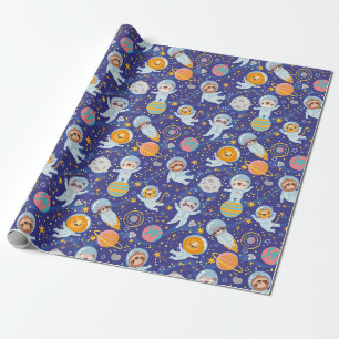Papier Cadeau Papier d'enveloppement pour animaux spatiaux