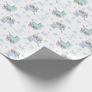 Papier Cadeau Papier d'enveloppement pour bébé bleu et menthe ve