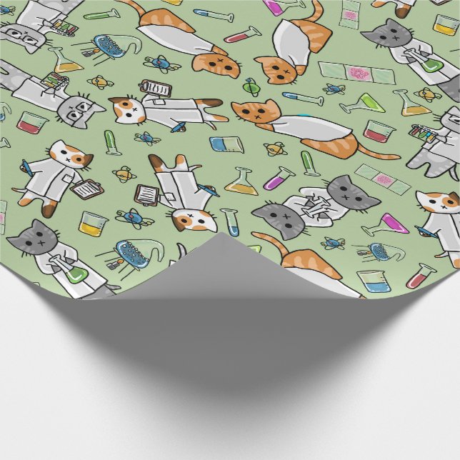Papier Cadeau Papier d'enveloppement pour chats scientifiques (Coin)