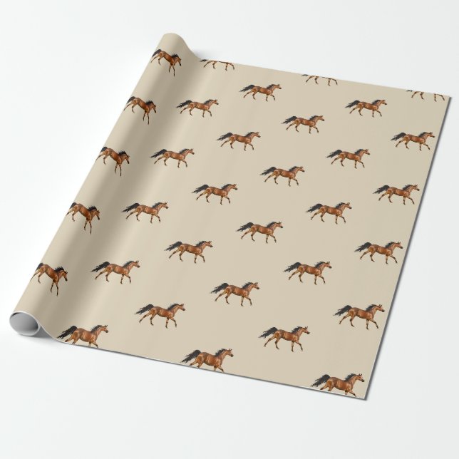 Papier Cadeau Papier d'enveloppement pour Chevaux de châtaignier (Déroulé)