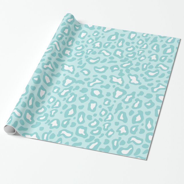 Papier Cadeau Papier d'enveloppement pour léopard Aqua (Déroulé)