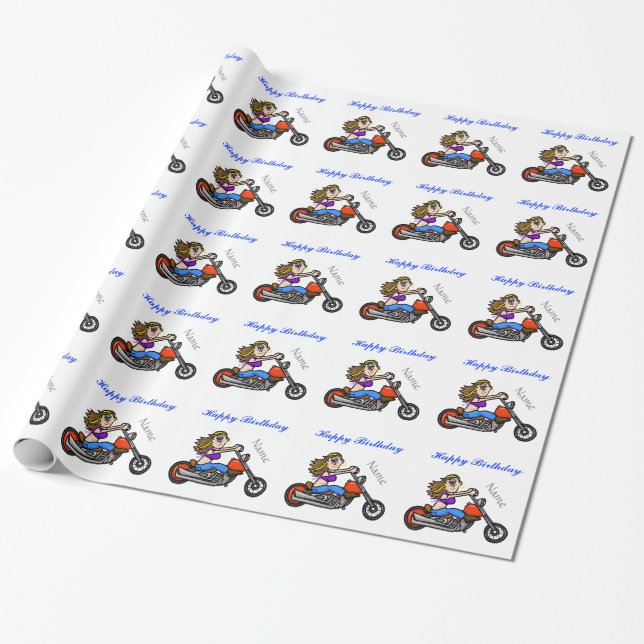 Papier Cadeau Papier d'enveloppement pour moto pour femme (Déroulé)