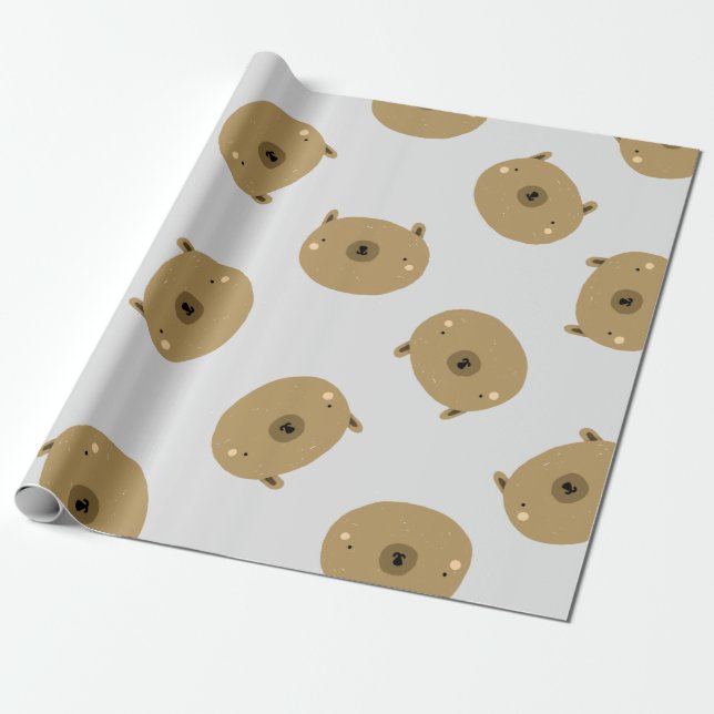 Papier Cadeau Papier d'enveloppement pour ours en peluche Brown (Déroulé)