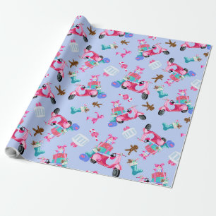 Papier Cadeau Papier d'enveloppement pour scooter de Noël rose m