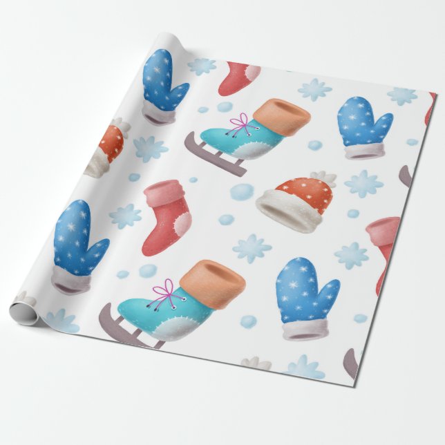 Papier Cadeau Papier d'enveloppement pour vacances, patins et Ca (Déroulé)