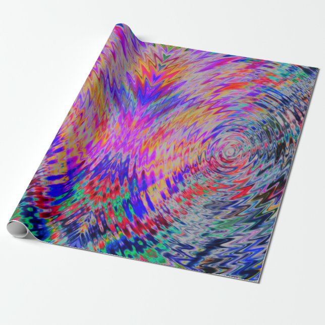 Papier Cadeau Papier d'enveloppement psychédélique en couleurs d (Déroulé)