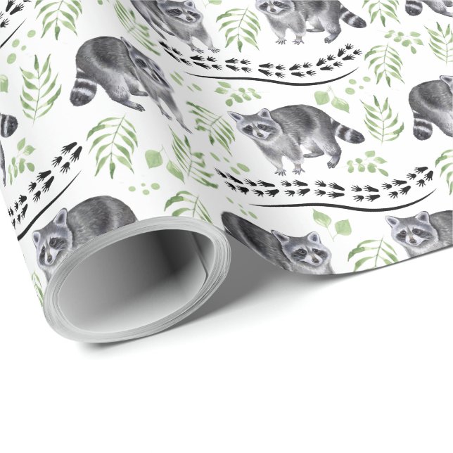 Papier Cadeau Papier d'enveloppement Raccoon (Coin rond)