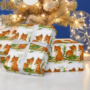 Papier Cadeau Papier d'enveloppement rétro chic Baby Fox