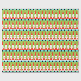 Papier Cadeau Papier d'enveloppement rétro-géométrique Père Noël