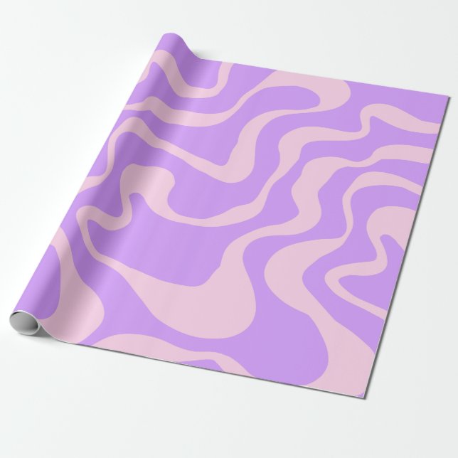 Papier Cadeau Papier d'enveloppement rétro Motif violet (Déroulé)