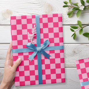 Papier Cadeau Papier d'enveloppement rose À damiers