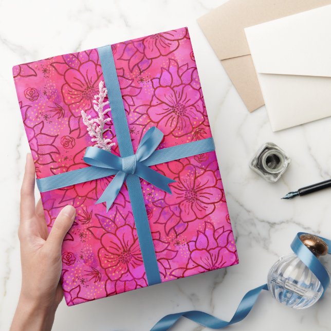 Papier Cadeau Papier d'enveloppement rose chaud (Cadeaux)