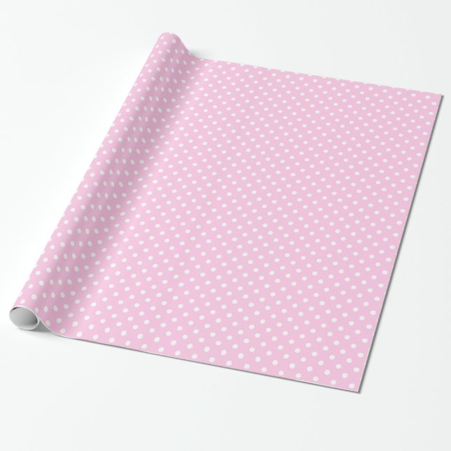 Papier Cadeau Papier d'enveloppement rose Pois (Déroulé)