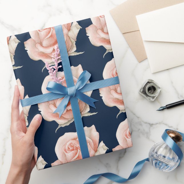 Papier Cadeau Papier d'enveloppement rose rose bleu foncé (Cadeaux)