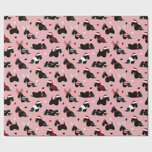 Papier Cadeau Papier d'enveloppement rose Terrier écossais de No