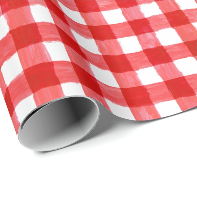 Papier Cadeau Papier d'enveloppement rouge et blanc de Buffalo r (Coin rond)