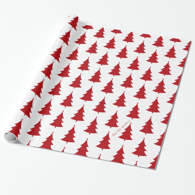 Papier Cadeau Papier d'enveloppement rouge et blanc de l'arbre d (Déroulé)