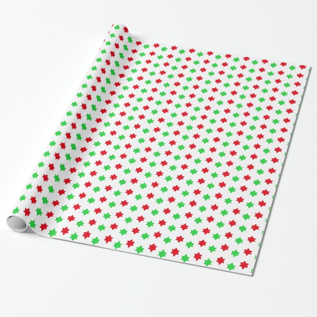 Papier Cadeau Papier d'enveloppement rouge et étoile verte de No (Déroulé)