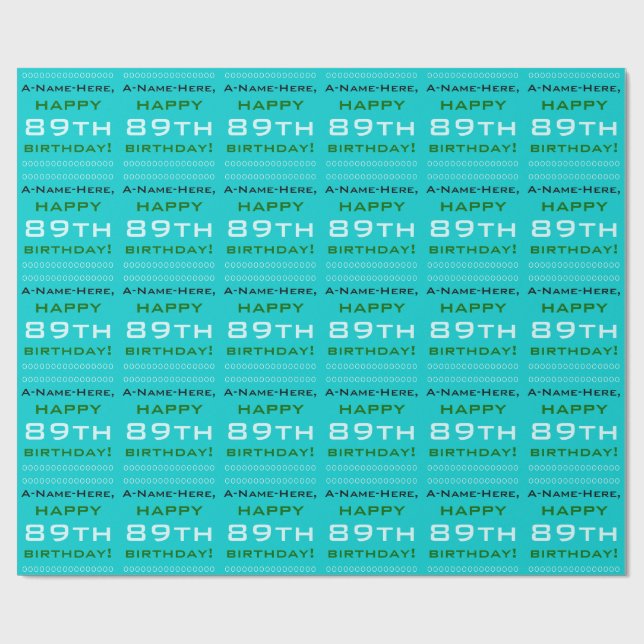 Papier Cadeau Papier d'enveloppement simple 89e anniversaire (Plat)