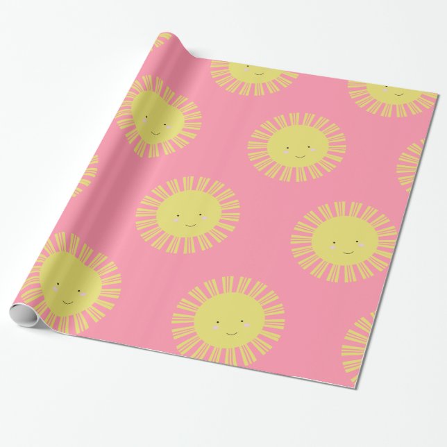 Papier Cadeau Papier d'enveloppement solaire rose soleil (Déroulé)