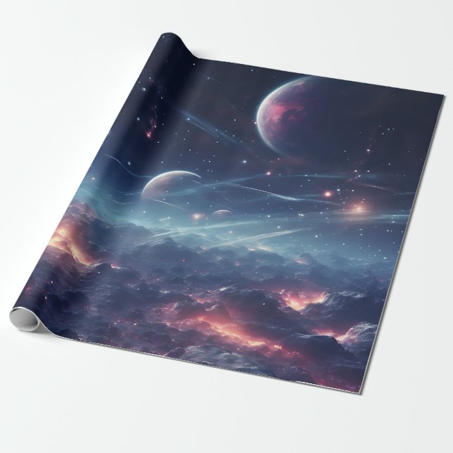 Papier Cadeau Papier d'enveloppement Symphonique Galaxy Space (Déroulé)