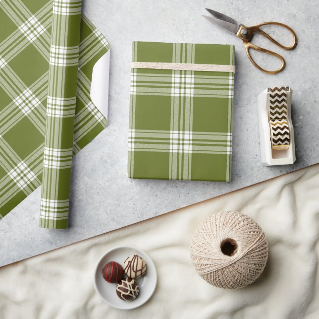 Papier Cadeau Papier d'enveloppement Tartan vert moderne (Artisanat)