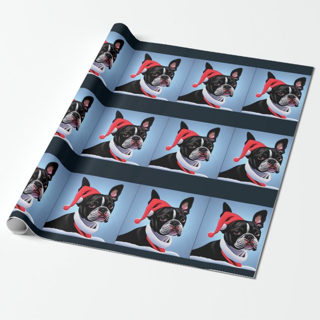 Papier Cadeau Papier d'enveloppement Terrier de Boston (Déroulé)