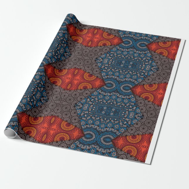 Papier Cadeau Papier d'enveloppement tribal Motif africain audac (Déroulé)
