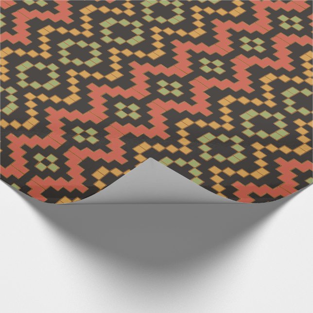 Papier Cadeau Papier d'enveloppement tribal rouge vert égyptien (Coin)