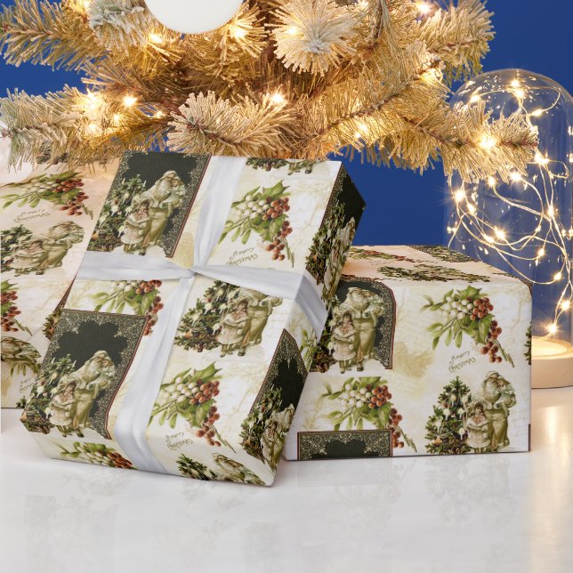 Papier Cadeau Papier d'enveloppement trio de Noël victorien (Vacances)