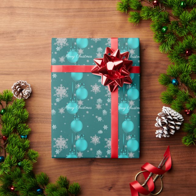 Papier Cadeau Papier d'enveloppement turquoise de Noël (Cadeau de vacances)