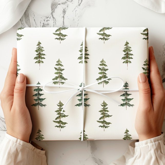 Papier Cadeau Papier d'enveloppement vert blanc de pin (Créateur téléchargé)