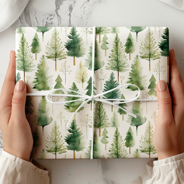 Papier Cadeau Papier d'enveloppement vert blanc de pin (Créateur téléchargé)