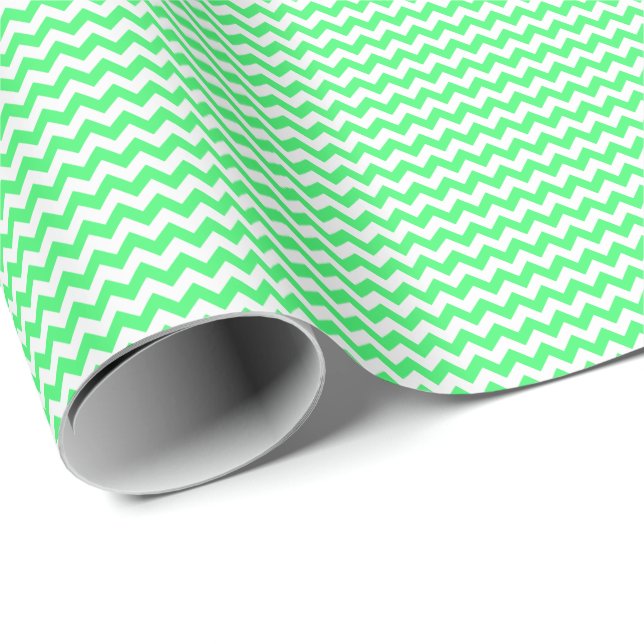 Papier Cadeau Papier d'enveloppement vert clair et blanc petit f (Coin rond)