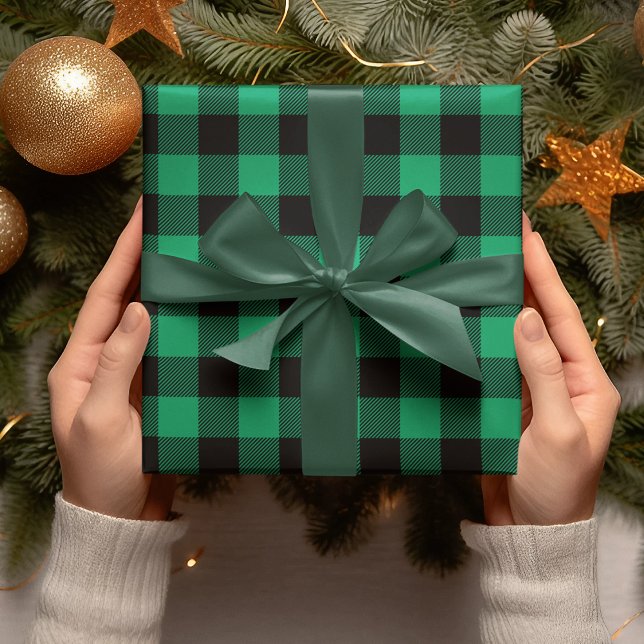 Papier Cadeau Papier d'enveloppement vert de Noël moderne (Créateur téléchargé)