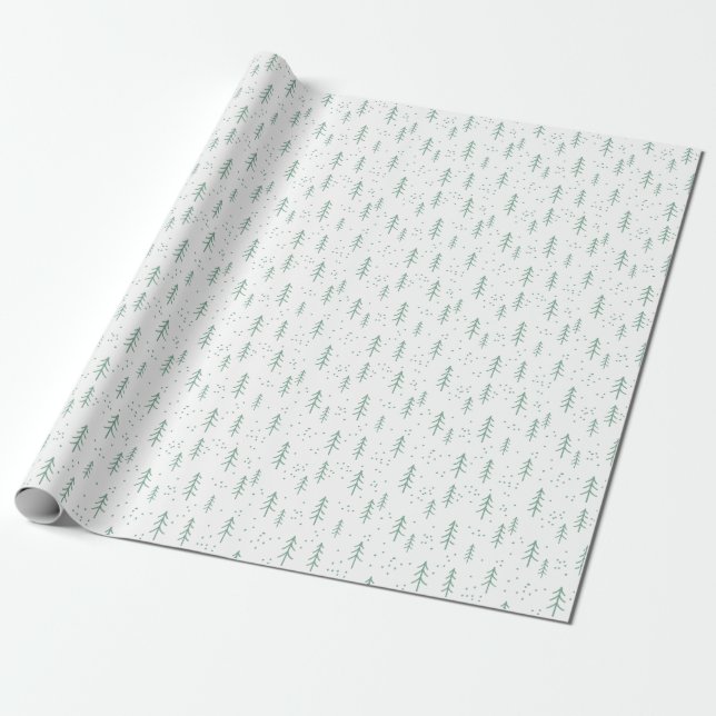 Papier Cadeau Papier d'enveloppement vert et blanc de l'arbre de (Déroulé)