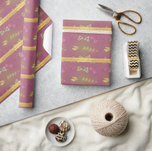Papier Cadeau Papier d'enveloppement violet de rennes père Noël