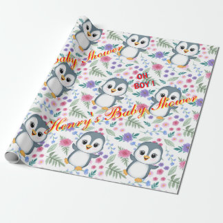 Papier Cadeau Papier d'enveloppement Whimsical Blu Penguin