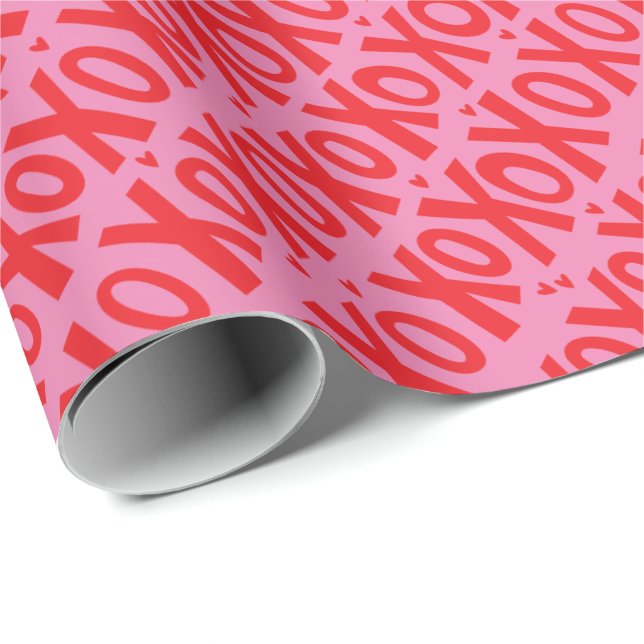 Papier Cadeau Papier d'enveloppement XOXO Valentine's Day (Coin rond)