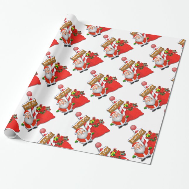 Papier Cadeau Papier d'habillage couleur personnalisé Père Noël  (Déroulé)