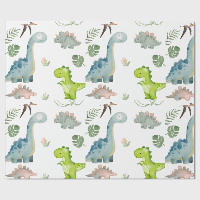 Papier Cadeau Papier Dinosaure (Plat)
