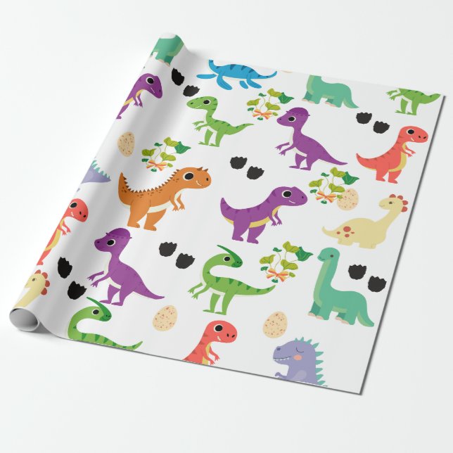 Papier Cadeau Papier Dinosaure Cute Wrapper (Déroulé)